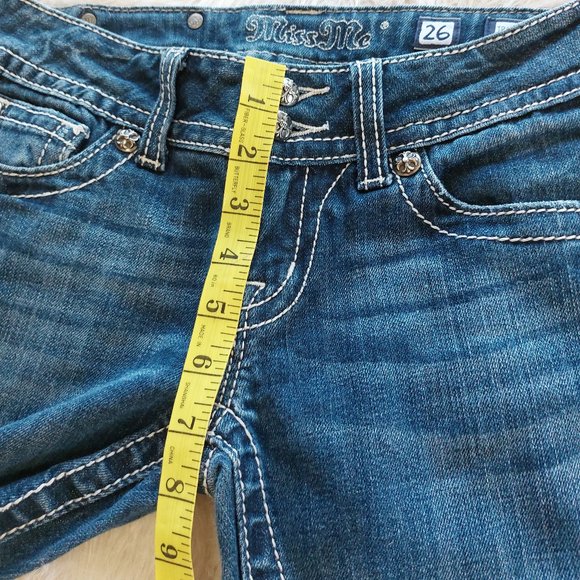Miss Me Jeans Women's JP4009SK-2 Skinny Distressed Cuffed Leg Denim Jean Siz 26 - Picture 12 of 13